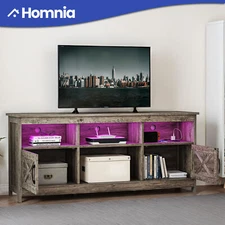 TV Stand Console with Power Outlets LED Lights for 65" TVs Entertainment Center