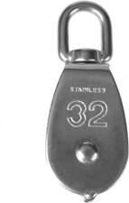 Umlenkrolle mit Wirbelauge aus V4A Edelstahl 12mm Seil  Ø32mm Stahlseil