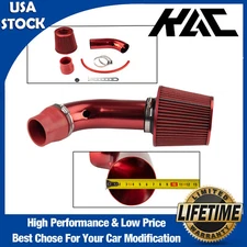 Universal 3" Cold Air Intake Filter System Kit Pipe Power Flow Hose System Red