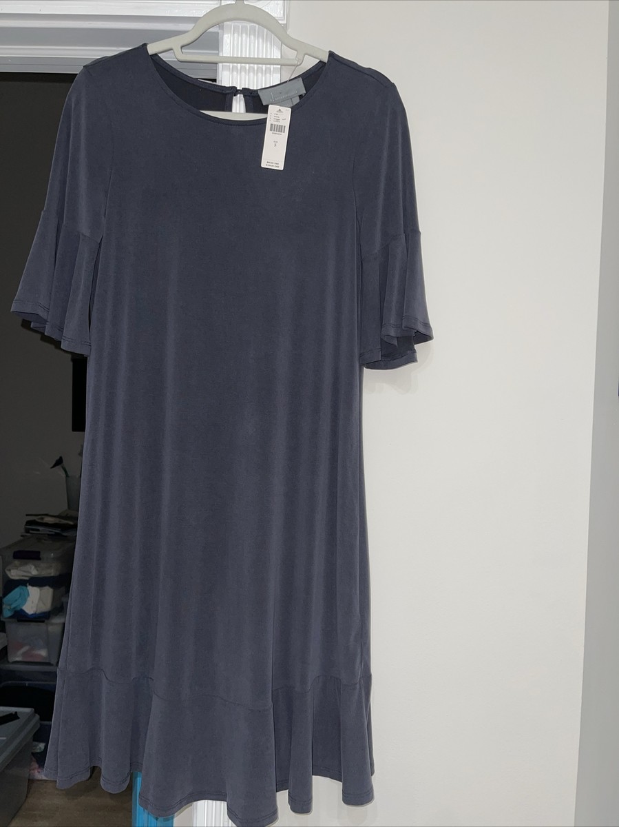 slim fit dress slacks Anthropologie Anama Size Medium Blue Distressed Jersey Dress Blue / M main image 0