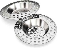 2 x KITCHEN SINK DRAIN STRAINER STEEL PLUG HOLE BATH BASIN HAIR CATCHER COVER