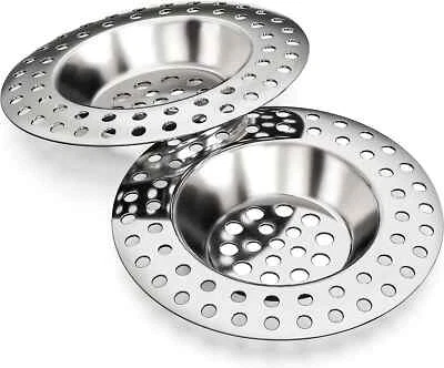 OOBRAN 2 x KITCHEN SINK DRAIN STRAINER STEEL PLUG HOLE BATH BASIN HAIR CATCHER COVER