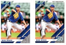 MIKE MINOR 2019 DONRUSS 150TH ANNIVERSARY PARALLEL 72/150 & BASE CARD 118