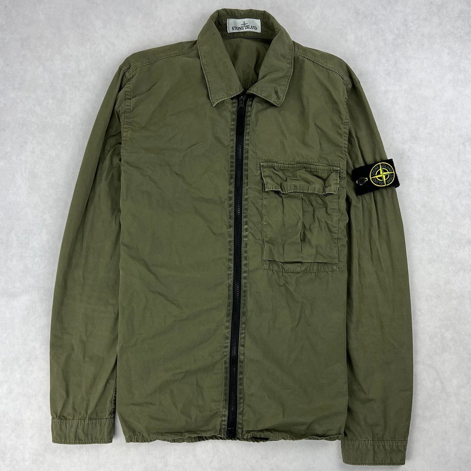 Stone Island sovracamicia full zip kaki giacca cappotto piccolo 2923