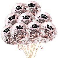 Konfetti Luftballon Set Happy Birthday Geburtstag Party Ballons 10 Stk Rosegold