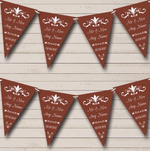Regal Or Brown Personalised Wedding Anniversary Party Bunting Banner Garland - Picture 1 of 1