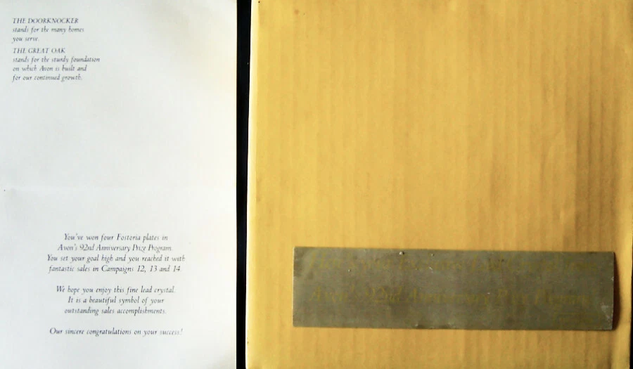 Vintage 1978 Avon 92 aniversario Juego de 2 Platos FOSTORIA CRISTAL PLOMO ~8" + Caja Foto 2 de 2