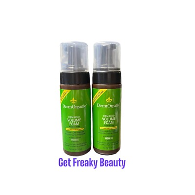 2 PACK. 5 oz. DermOrganic Organic Argan Oil Firm Hold Volume Foam. 150ml. NEW. 