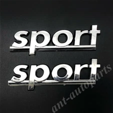 2x Chrome Sport S Racing Car Trunk Lid Rear Fender Emblem Badge Decal Stickers