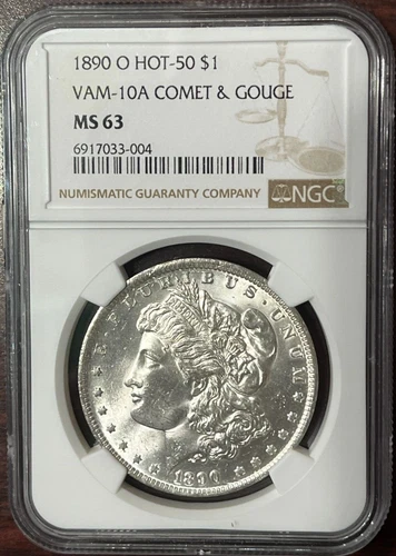 1890-O $1 Morgan Silver Dollar HOT 50 VAM 10A Comet & Gouge NGC MS 63
