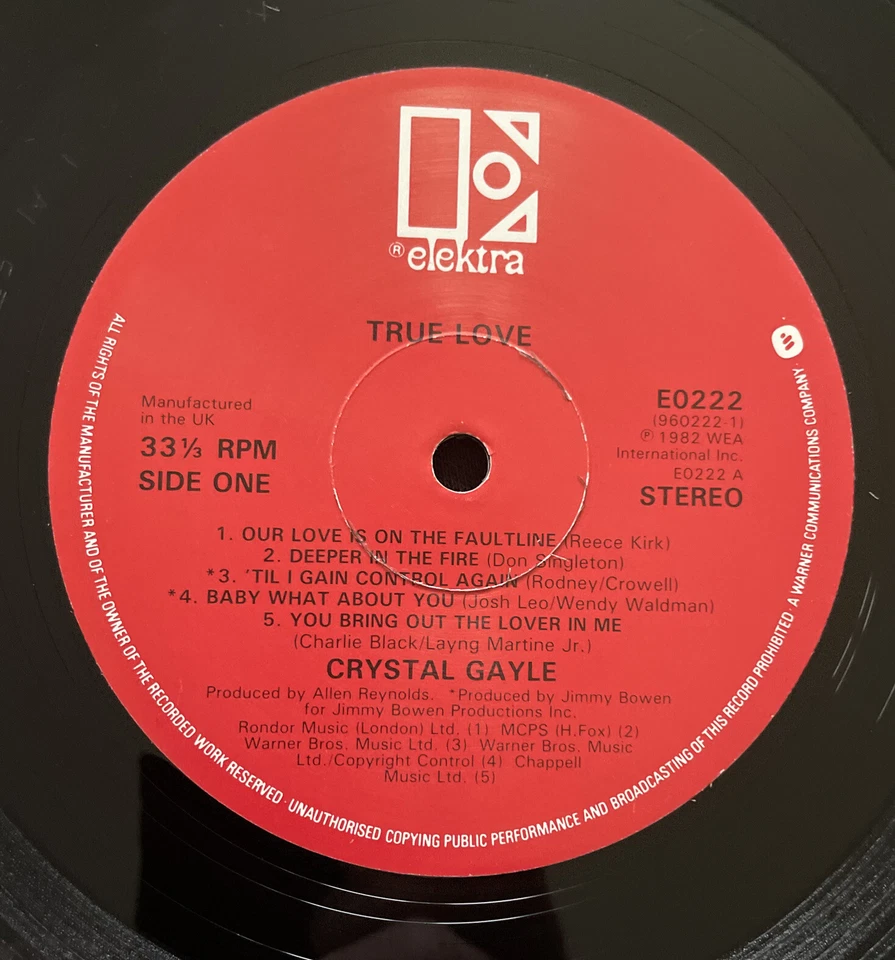 Crystal Gayle ~ True Love" vinyl LP Record VG+ / NM CONDITION - Image 3 of 4