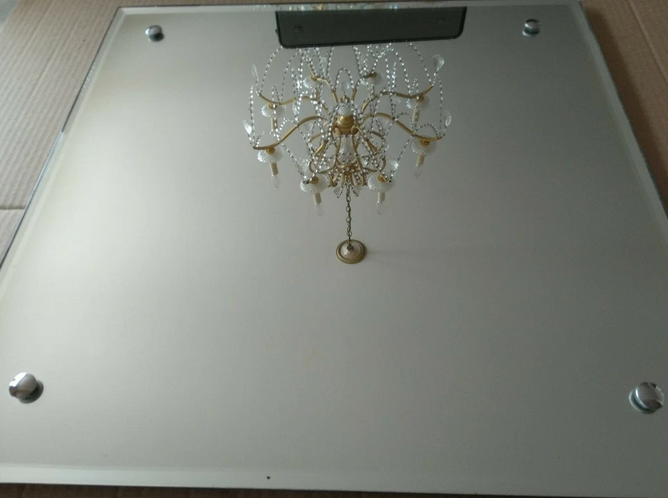 Espelho de vidro sem moldura Art Deco muito antigo e raro tampo de mesa ou suporte de parede 18 X 18 - Imagem 4 de 4