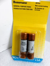 Eaton Bussman Fuses NON 15 Amp General Purpose, 2 pk fuse, 250 VAC