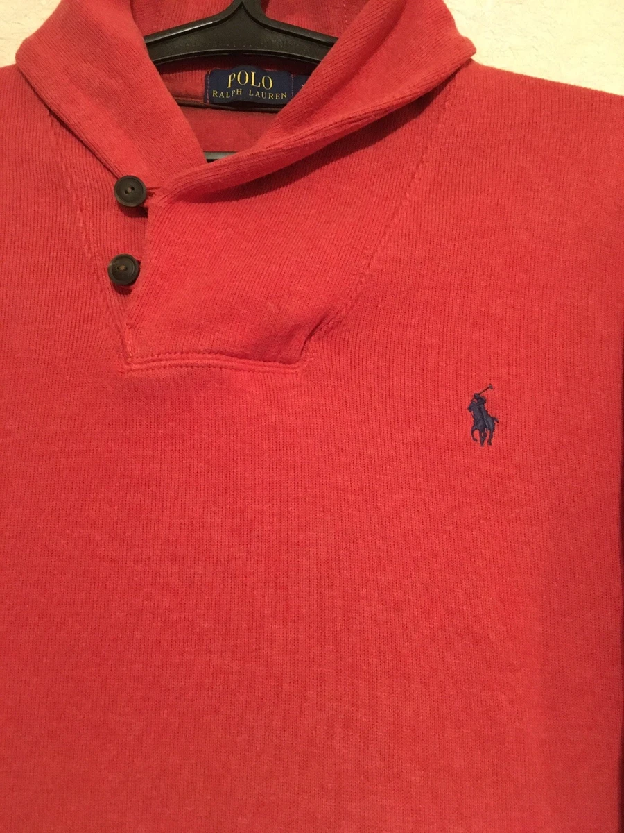 POLO Ralph Lauren Red 100% Cotton 2 Button Collar Size Sweater | eBay