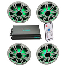 Kicker Marine Audio System   4  8  RGB Speakers, 4-Channel Amp  LED