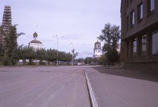 Soviet Union 1970 Kirov Square Irkutsh Siberia Street View Cold War Kodak Slide