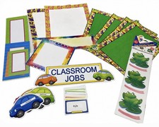 Teacher Classroom D cor Lot Bulletin Board Frog Set Jobs Borders Labels