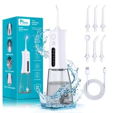 Water Dental Flosser Cordless Teeth Cleaning MOCEL 5 Modes Oral Irrigator 300ML