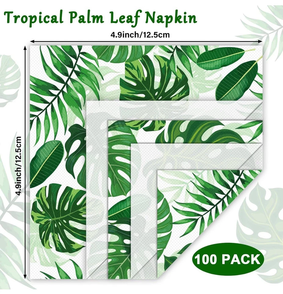 Floral Paradise Tropical Beach Summer Luau Party Paper Beverage Napkins - Image 4 of 4