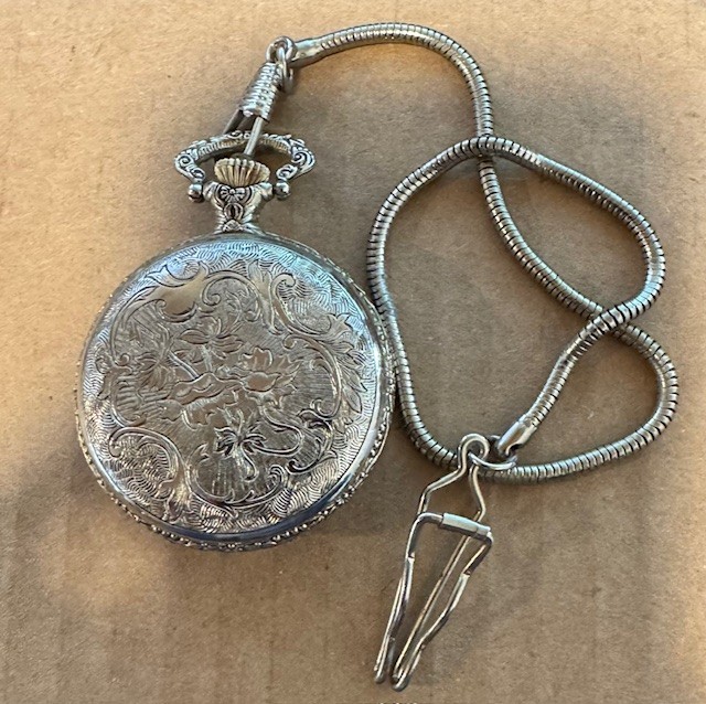 レミントン　掛時計　REMINGTON Remington Antimagnetic Embossed Scrollwork Pocket Watch Train Loco