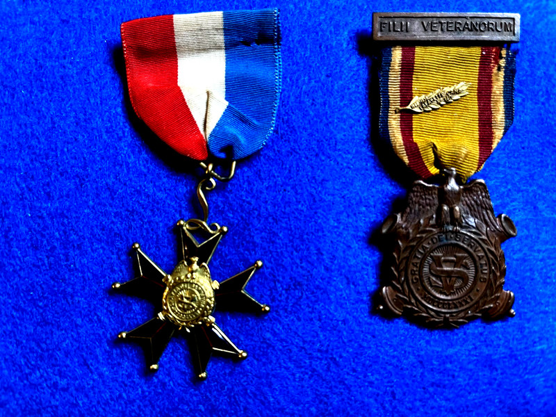 2 Sons ofVeterans Badges   Div.of NY. Camp #140 and National with 50yr gold pin