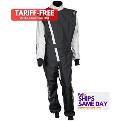 Zamp R060015M, One Suit ZK-40 Karting Med Black Silver Fire Retardant Fabric 
