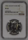 1964 NGC PF63 Accent Hair Kennedy Half Dollar - from NGC
