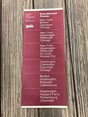 Amtrak Train Timetables Brochure 1978 East-Midwest Routes Retro Travel Memorabil