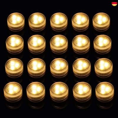 LUXJET Mini Underwater Waterproof LED Lights - Warm White Tea Lights Battery