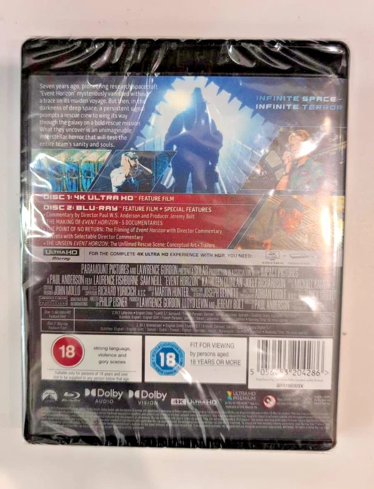 4K UHD BLU-RAY   EVENT HORIZON    BRAND NEW SEALED UK STOCK - Image 2 of 2