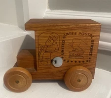 USPS Mail Vintage Nostalgic Wood Bank Truck US Postal Service Music Box
