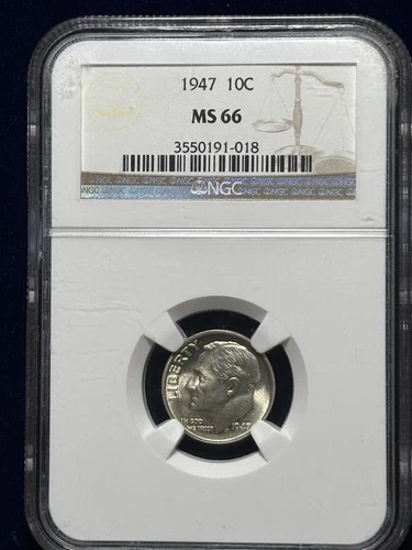 1947-P United States Roosevelt Dime Coin NCG MS66 Full Bands