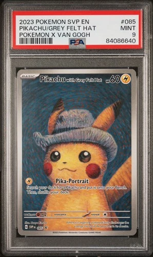 Pokémon Pikachu TCG Grey Felt Hat #085 Promo Van Gogh Pikachu PSA 9