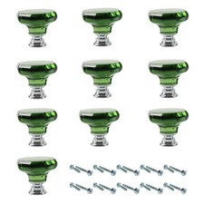 10 Pack Green Decorative Cabinet Dresser Knobs, Crystal Furniture DoorKnobs, ...