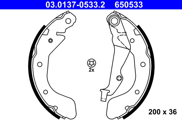 Rear ATE 03.0137-0533.2 Brake Shoe Set for OPEL,VAUXHALL