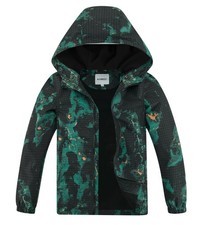 Boys Rain Jackets Waterproof Hooded fleece Raincoats Lightweight Windbreakers...