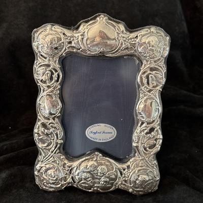 Keyford Cherub Reynolds Angels 925 Silver Heart Art Nouveau Picture Frame 1980s