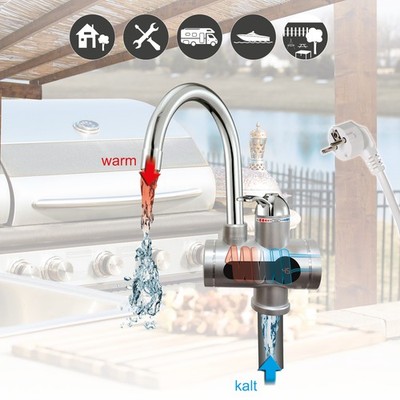 MAUK  Wasserhahn | elektrischer Durchlauferhitzer LED Temperaturanzeige Silber