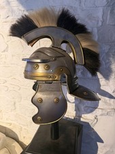 Medieval Helm Roman Centurion Helmet With Black White Plume For Reenactment LARP