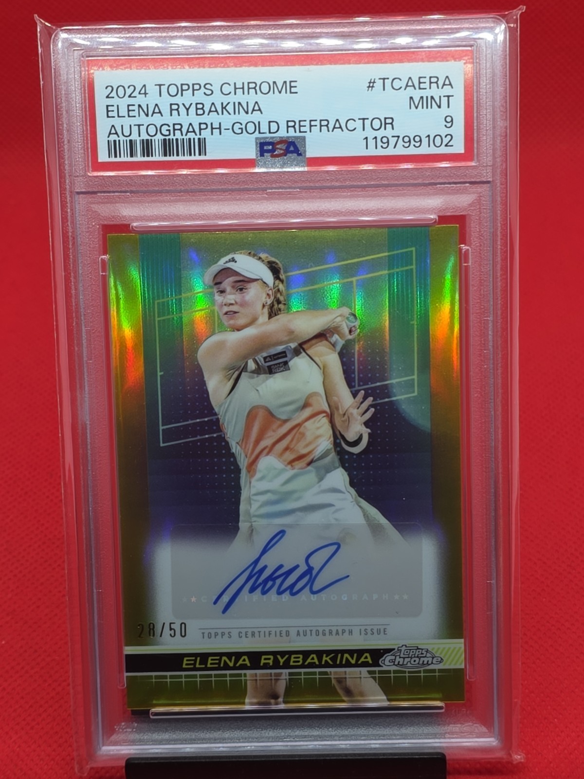 2024 Topps Chrome #TCA-ERA Elena Rybakina PSA 9 Gold Refractor Auto 28/50