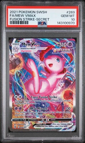 2021 POKEMON SWORD & SHIELD FUSION STRIKE SECRET #269 FULL ART/MEW VMAX PSA 10