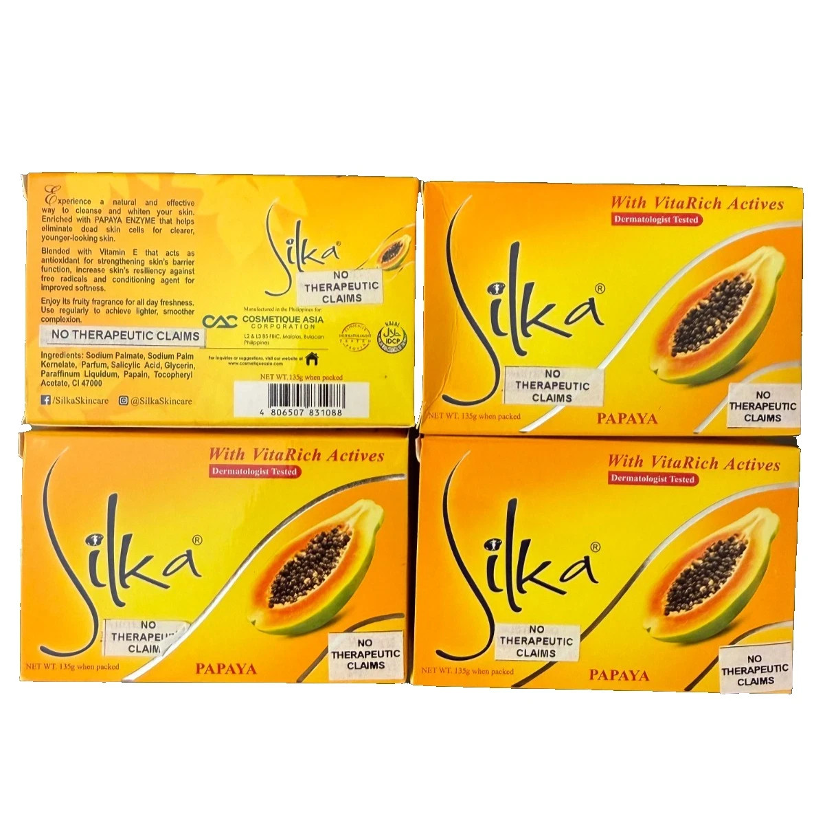 1 - SILKA Papaya Skin Brightening Herbal Face and Body Bar papaya