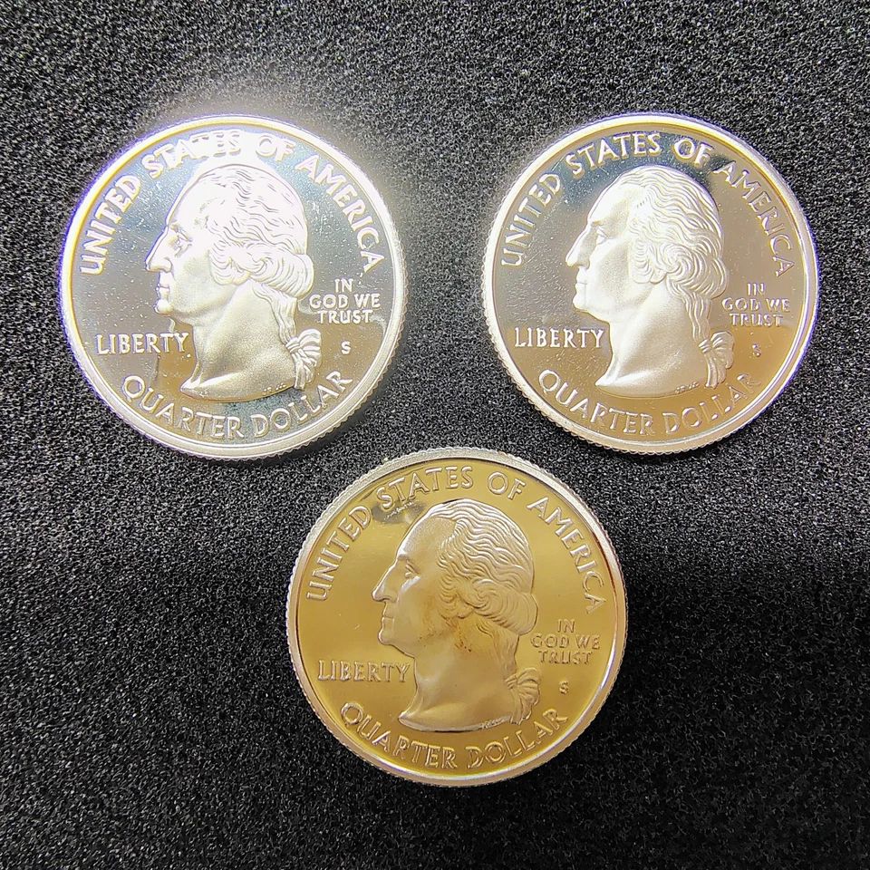 Lot of 3 - 2005-S Proof Silver Quarters 25C - MN, KS & OR - 90% Silver - BU Cond - Image 2 of 4