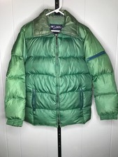 Vintag 60s 70s Ski Daddle Green Western Ski Jacket Puffer Hood Goose Down Coat S