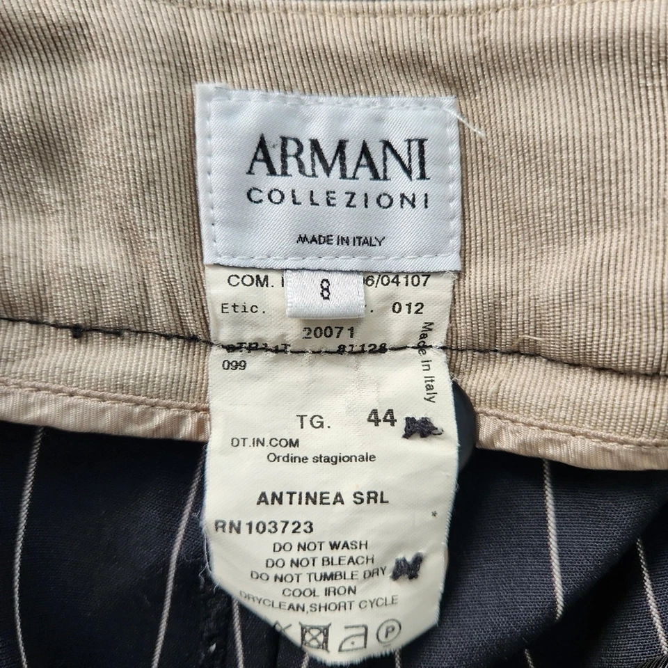 Pantalones ARMANI Collezioni Vintage Lana Virgen Rayas Pierna Recta 8 Preppy Oficina Foto 4 de 4