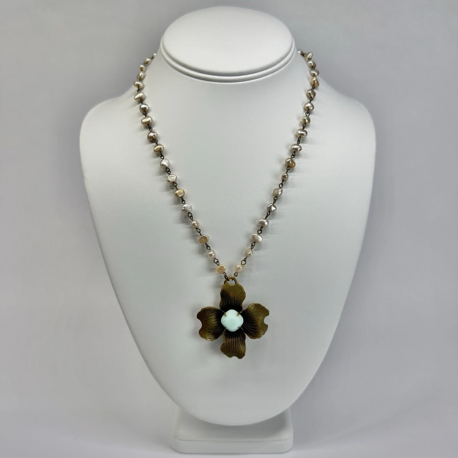 LIZ PALACIOS Swarovski Crystal Bead Freshwater Pearl Vintage Necklace N648