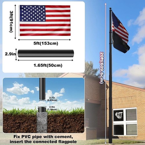 Heavy Duty Flag Pole Telescoping Freedom Edition 25 FT 12 Gauge Extra 25FT - Picture 3 of 7