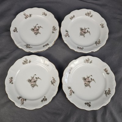 Johann Haviland Bavaria Sepia Rose 6  Bread Dessert Plate Set of 4 Germany