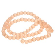 65pcs Champagne Cat's Eye Stone Beads 6mm Round Crystal Loose Bead