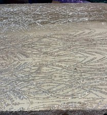 Ivory Luxury Sequin Fabric on Mesh Beaded Sequin Lace   Glamorous Evening